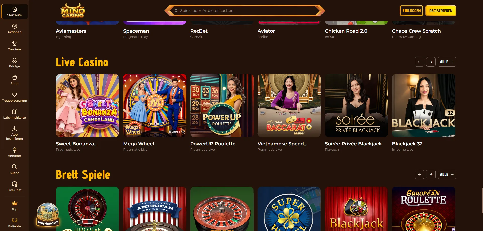 Tavoli live casino con dealer in carne e ossa su Mino Casino